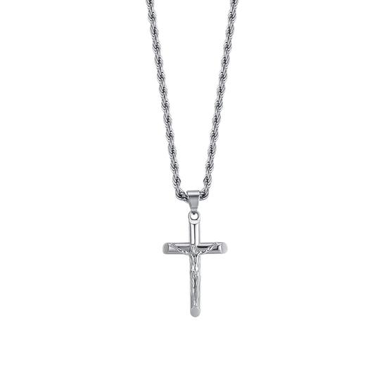 MAN'S STEEL NECKLACE WITH CROCIFIX Luca Barra