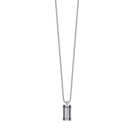 MEN'S STEEL NECKLACE WITH PLATE WITH WHITE CRYSTALS Luca Barra