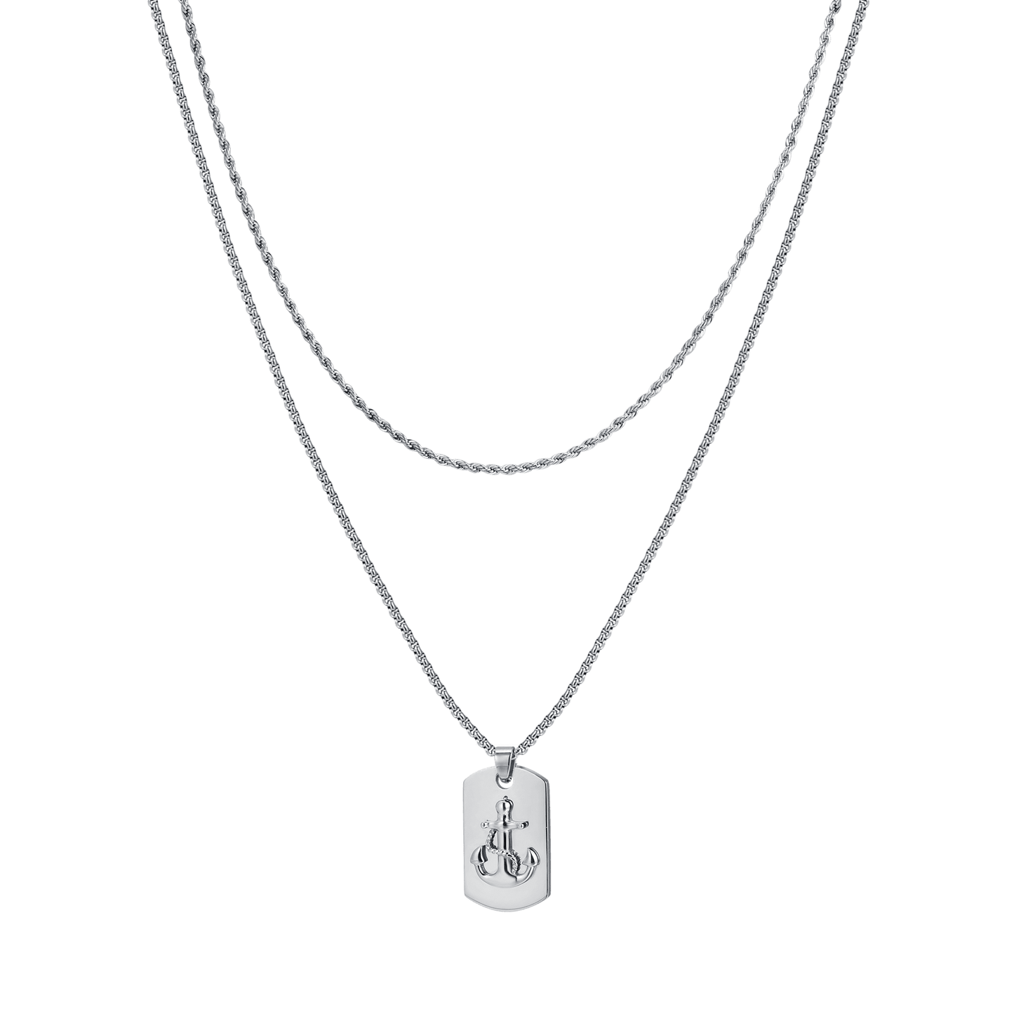 MAN'S STEEL NECKLACE WITH ANCHOR PLATE Luca Barra