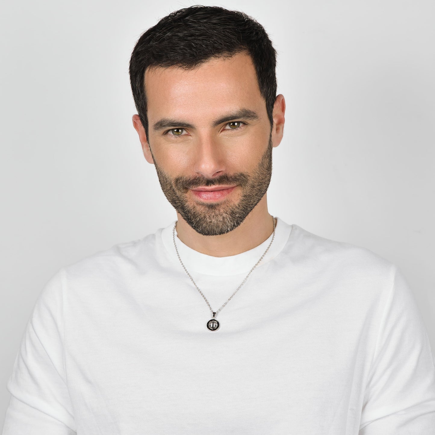 STEEL MEN'S NECKLACE WITH ANCHOR WITH BLACK ENAMEL