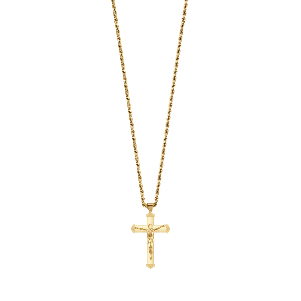 men's steel IP GOLD NECKLACE WITH CROCEFIX Luca Barra