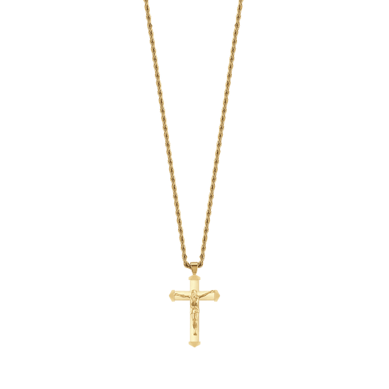 men's steel IP GOLD NECKLACE WITH CROCEFIX Luca Barra