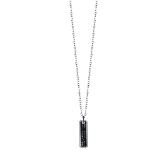 MEN'S STEEL NECKLACE WITH ELEMENT WITH BLACK CRYSTALS Luca Barra