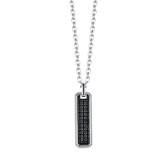 STEEL MEN'S NECKLACE WITH BLACK CRYSTALS ELEMENT