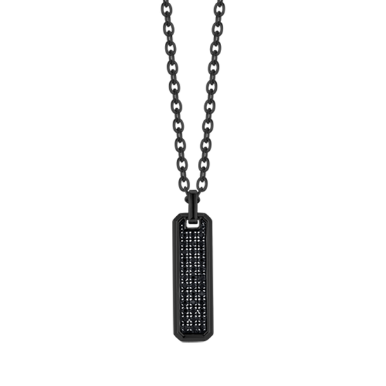BLACK IP STEEL MEN'S NECKLACE WITH BLACK CRYSTAL ELEMENT