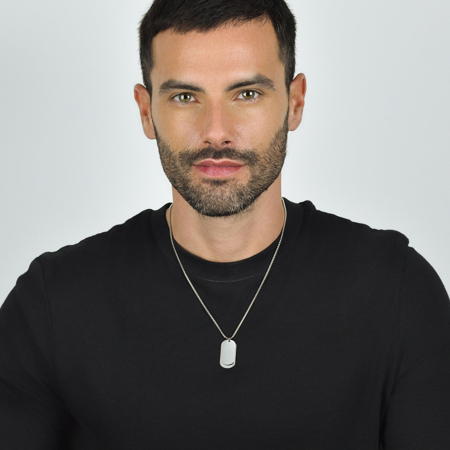 STEEL MEN'S NECKLACE WITH SILVER PLATES