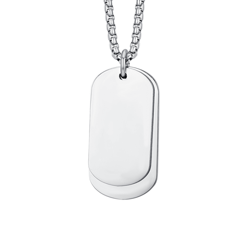 STEEL MEN'S NECKLACE WITH SILVER PLATES
