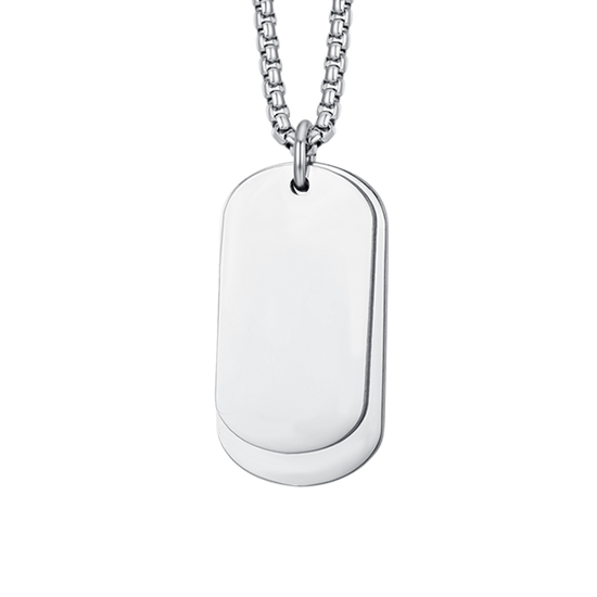 STEEL MEN'S NECKLACE WITH SILVER PLATES