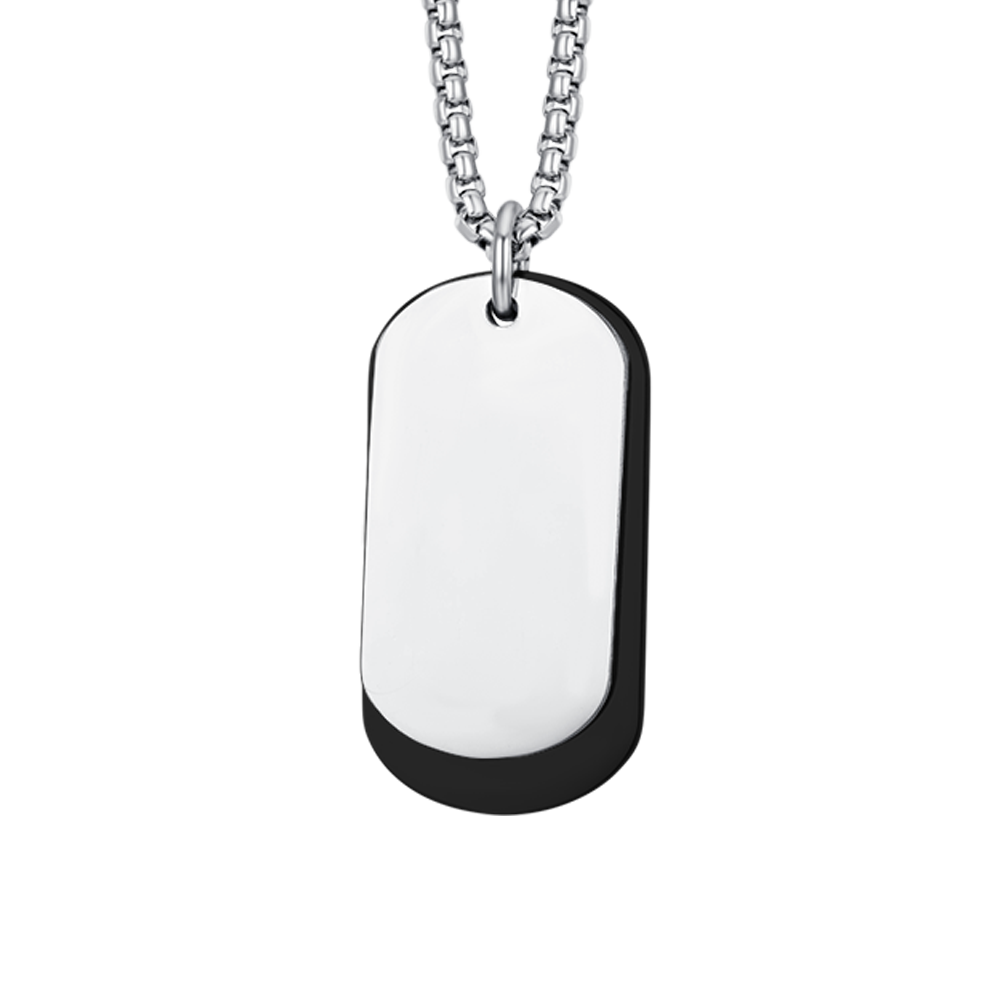 STEEL MEN'S NECKLACE WITH SILVER PLATES AND BLACK IP