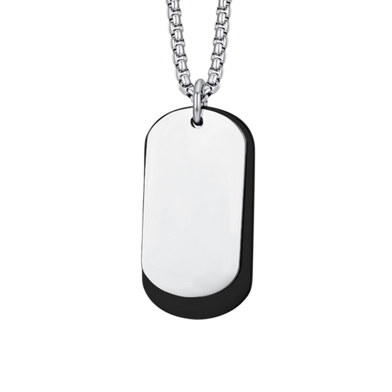 STEEL MEN'S NECKLACE WITH SILVER PLATES AND BLACK IP