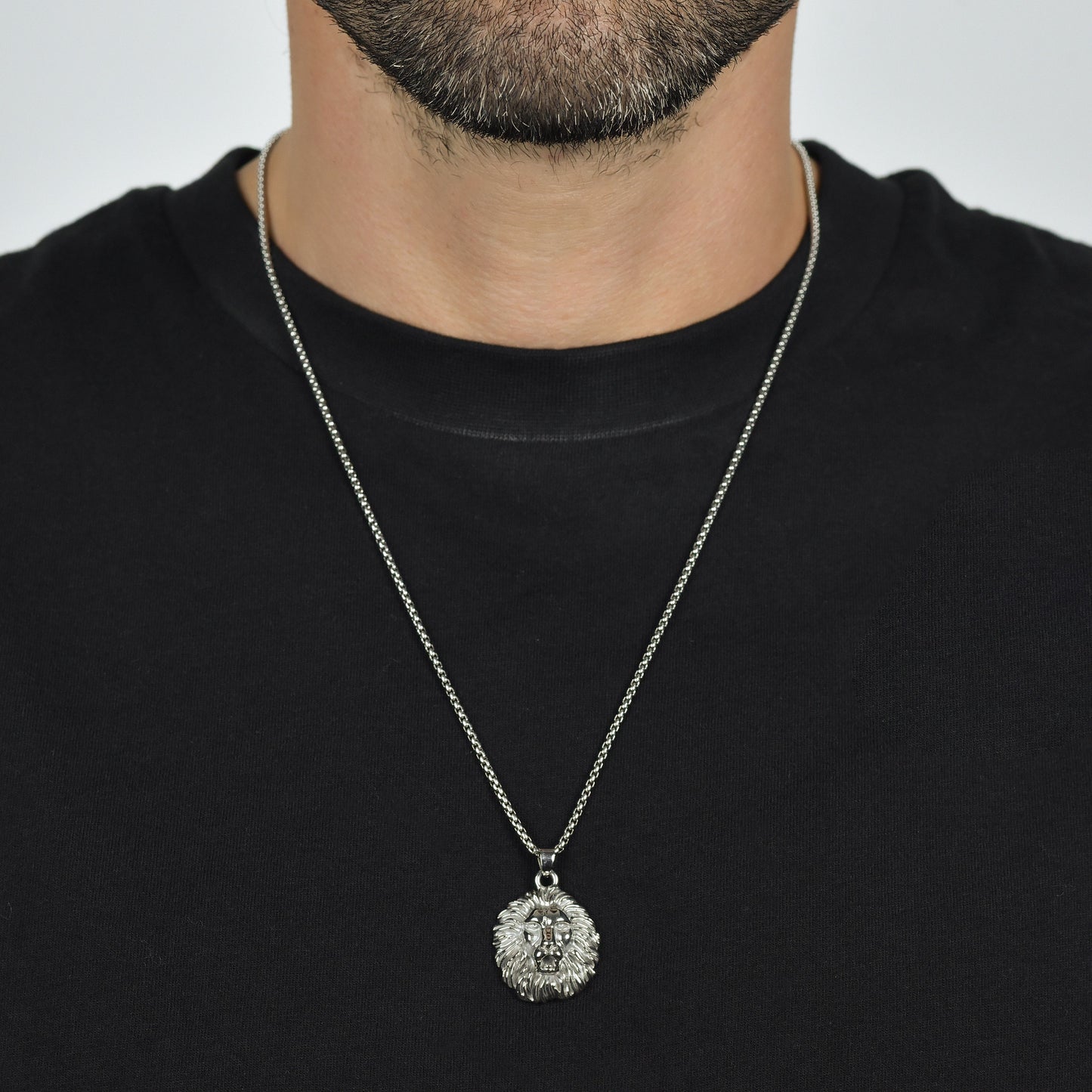 LION HEAD STEEL MEN'S NECKLACE