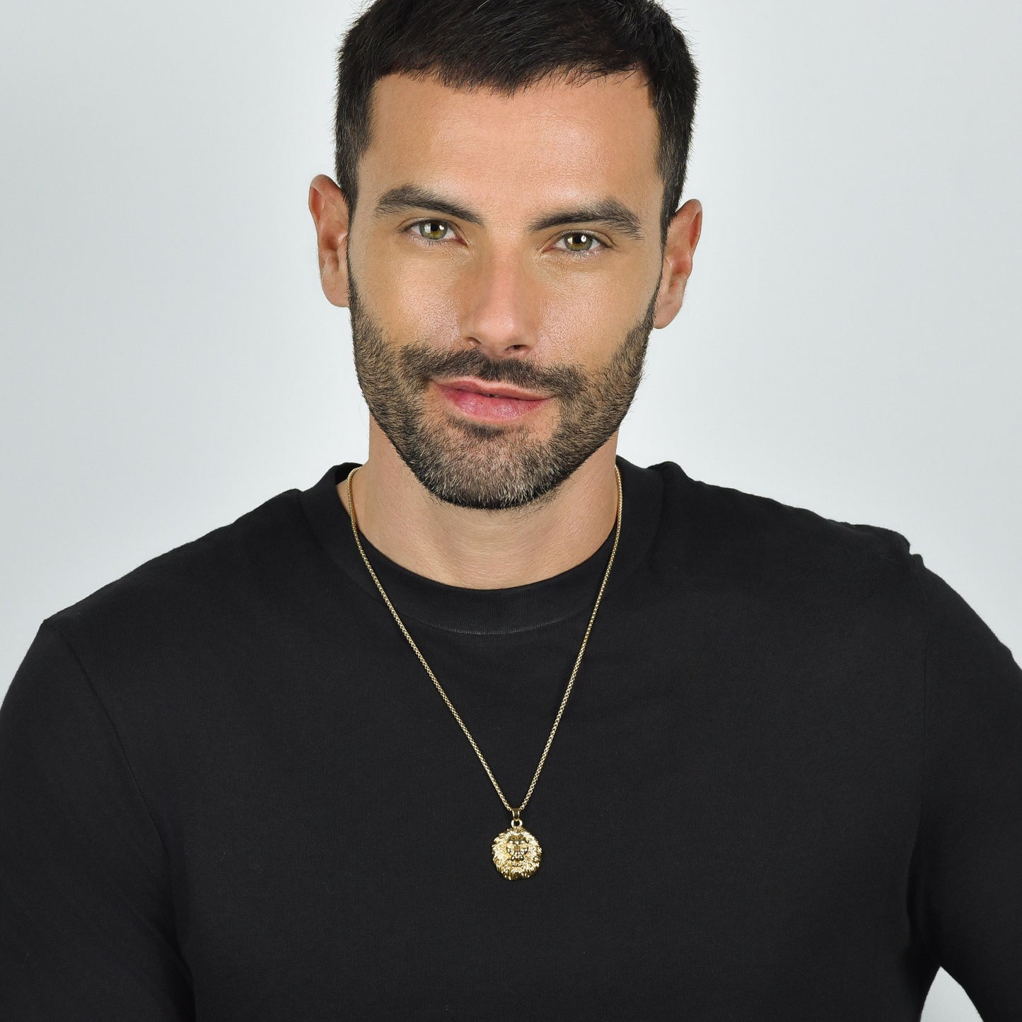 MEN'S IP GOLD STEEL LION HEAD NECKLACE