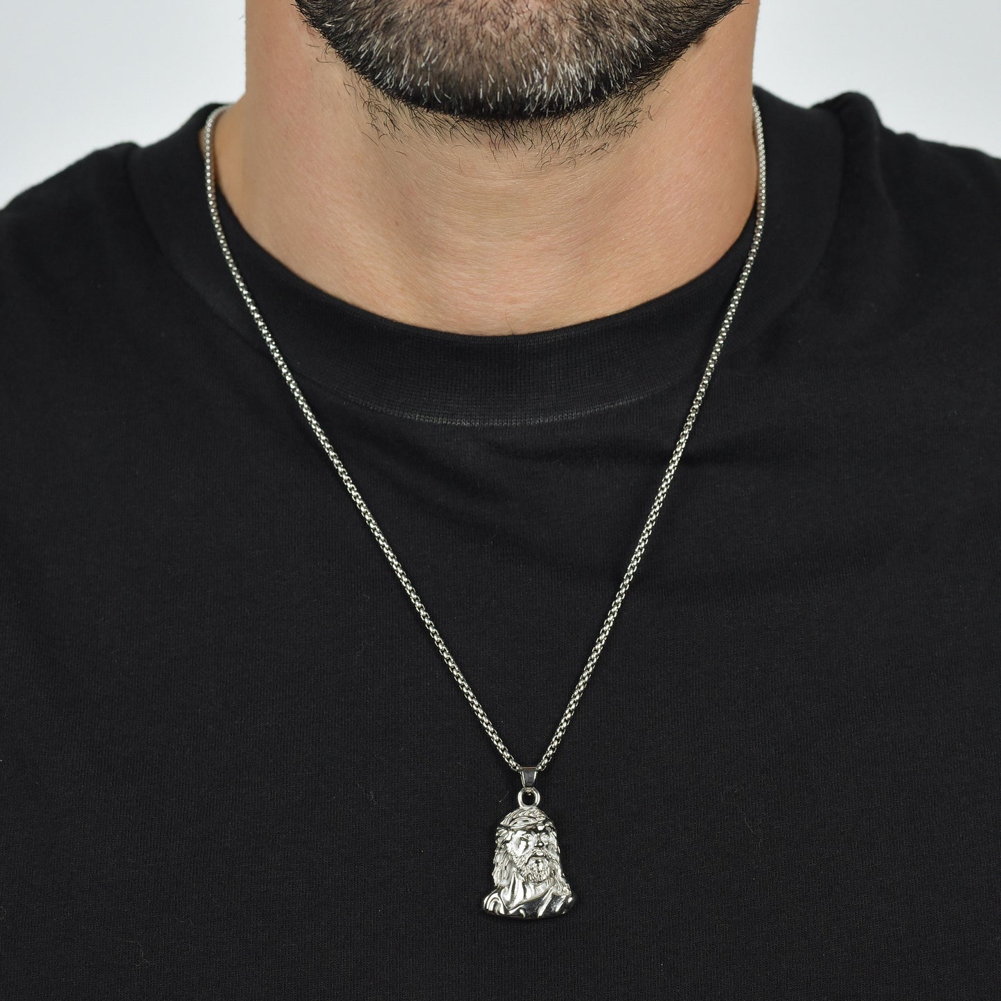 STEEL MEN'S HOLY FACE NECKLACE