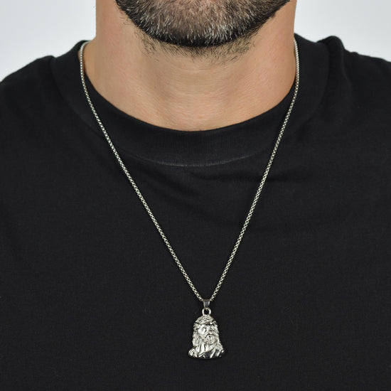 STEEL MEN'S HOLY FACE NECKLACE