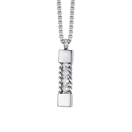 MEN'S STEEL ELEMENT NECKLACE WITH WHITE CRYSTALS