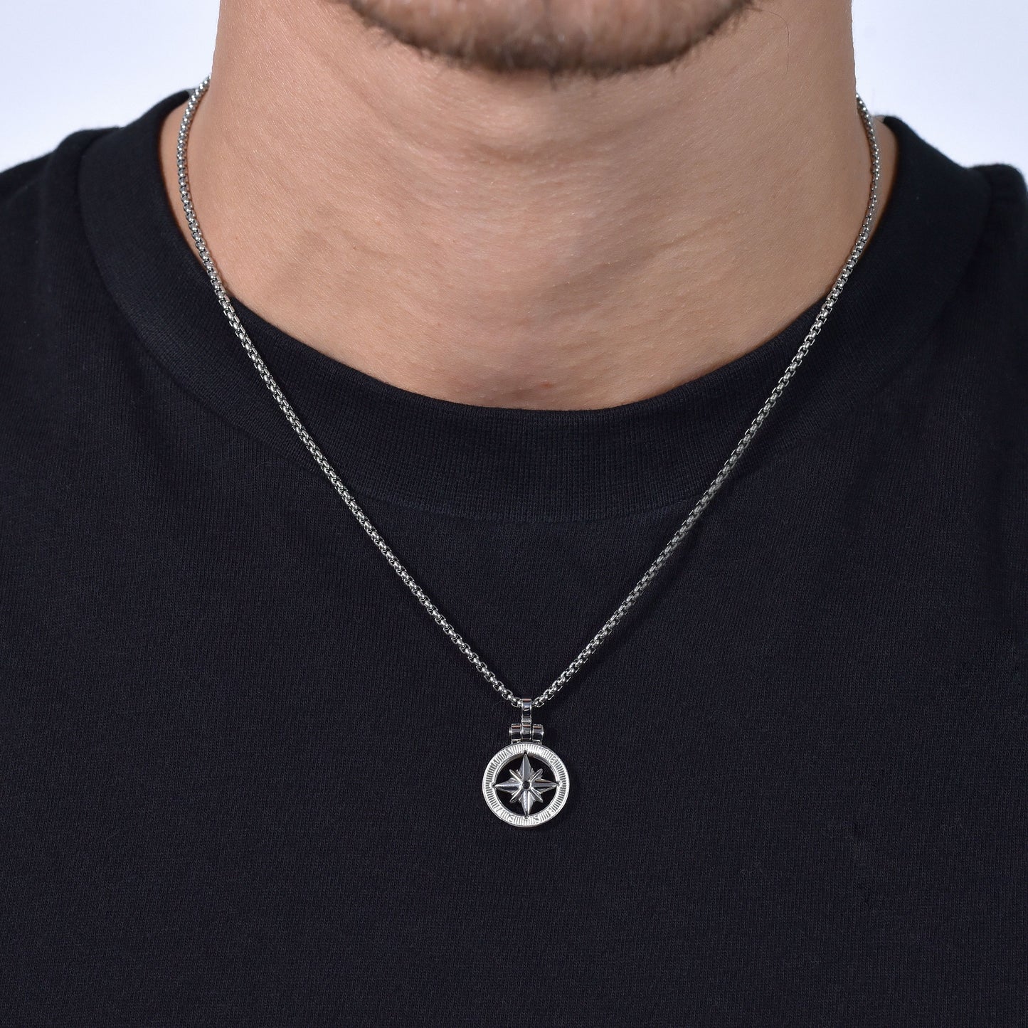 MEN'S STEEL NECKLACE WITH ROSE OF THE WINDS Luca Barra