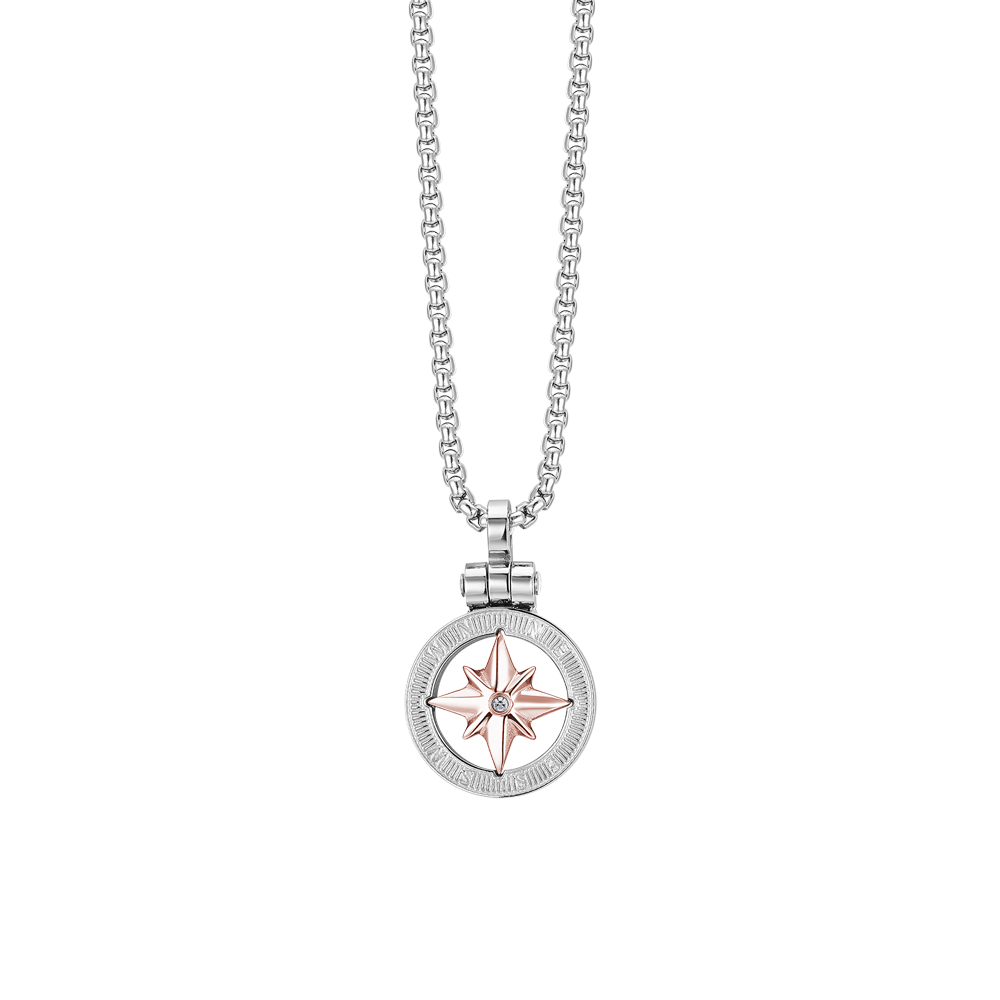 MEN'S STEEL NECKLACE WITH IP ROSE OF THE WINDS Luca Barra