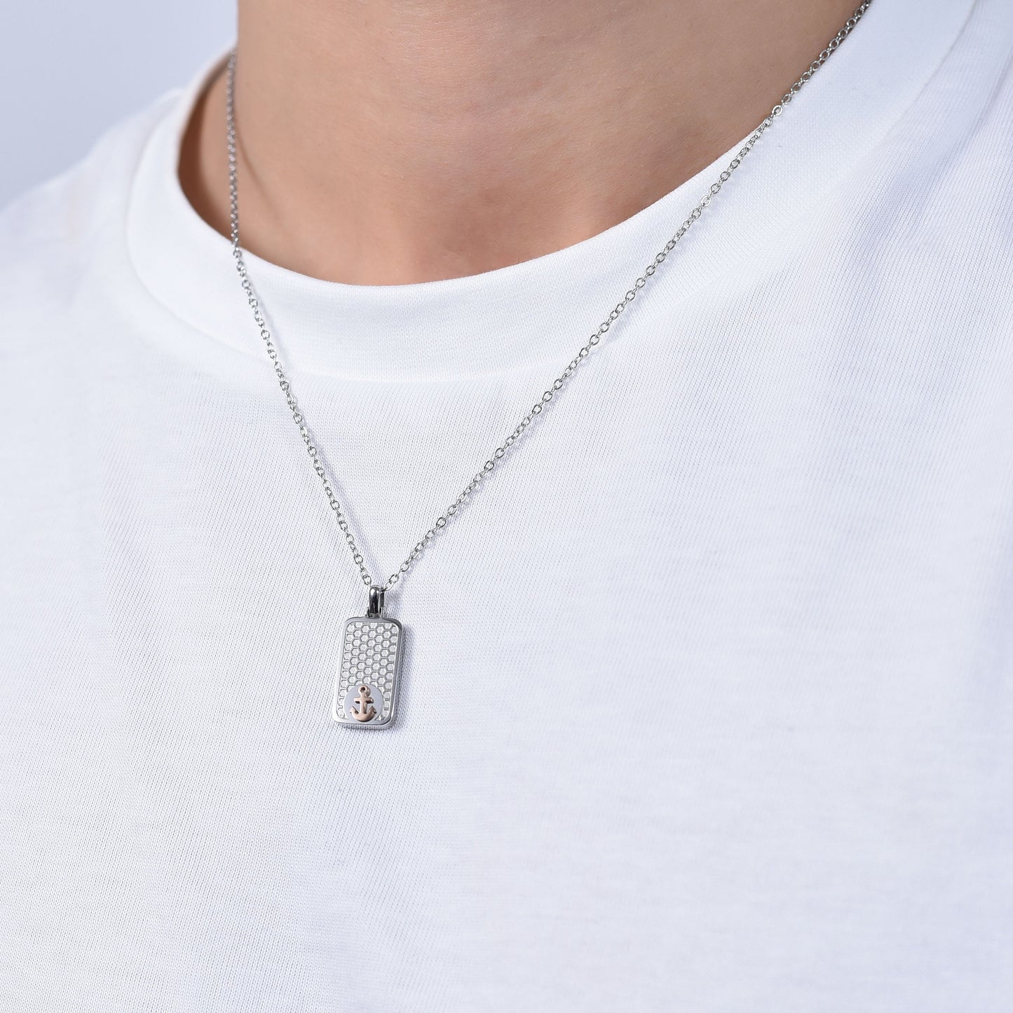 MEN'S STEEL NECKLACE WITH ANCHOR IP ROSE Luca Barra