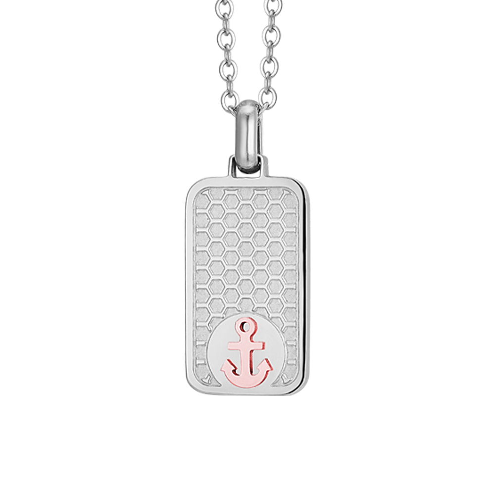STEEL MEN'S NECKLACE WITH IP ROSE ANCHOR