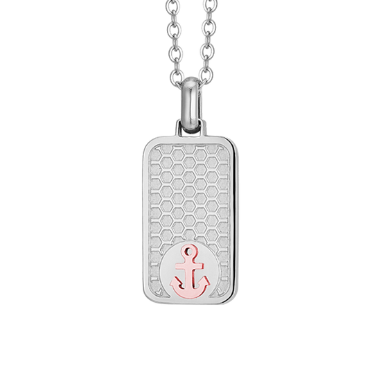 STEEL MEN'S NECKLACE WITH IP ROSE ANCHOR
