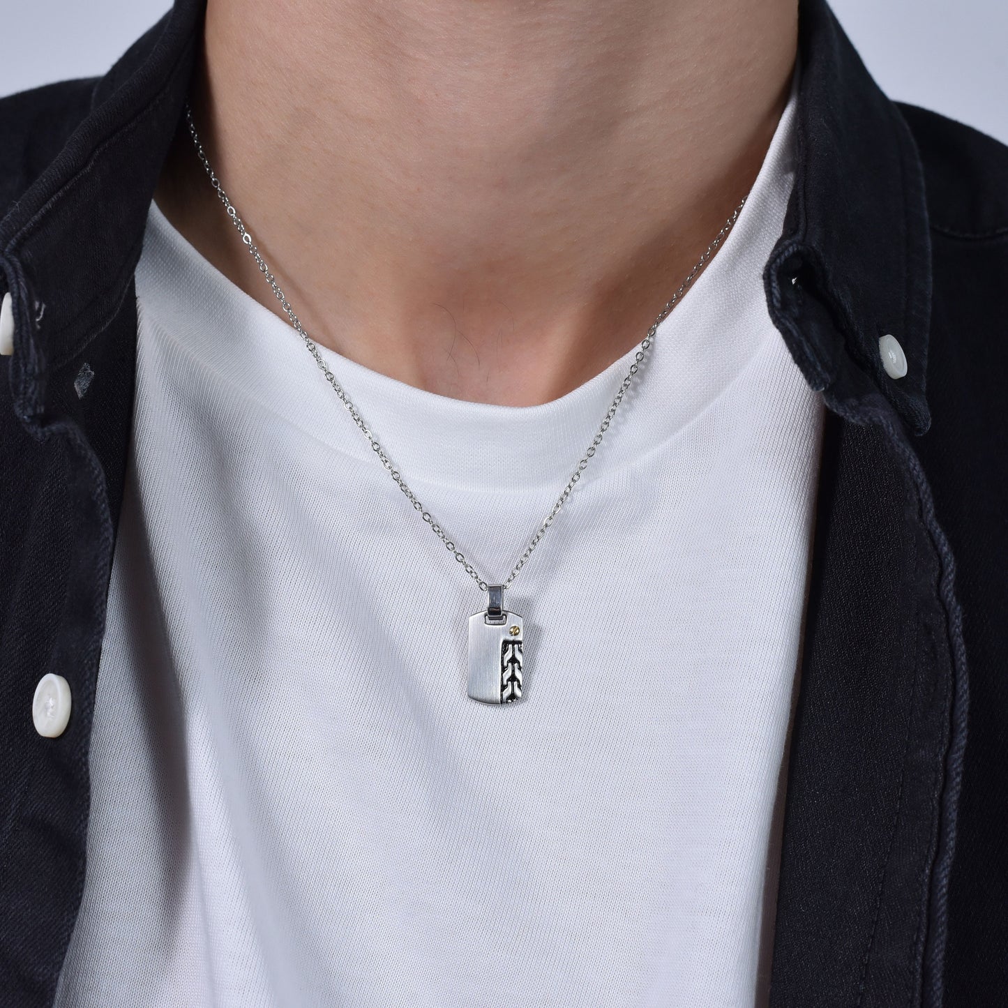 MAN'S STEEL NECKLACE WITH ELEMENT Luca Barra