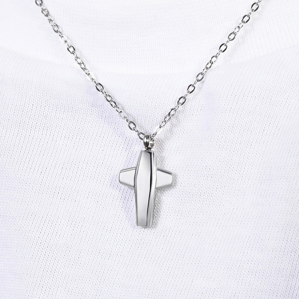 STEEL MEN'S NECKLACE WITH CROSS