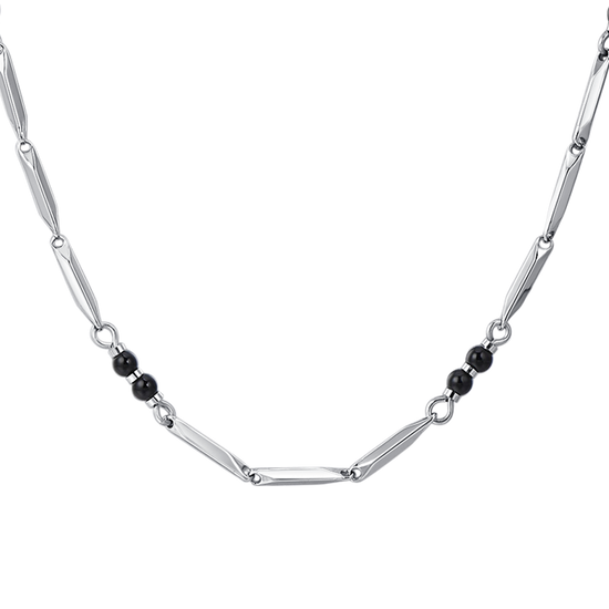 COLLANA UOMO IN ACCIAIO CON PIETRE AGATA