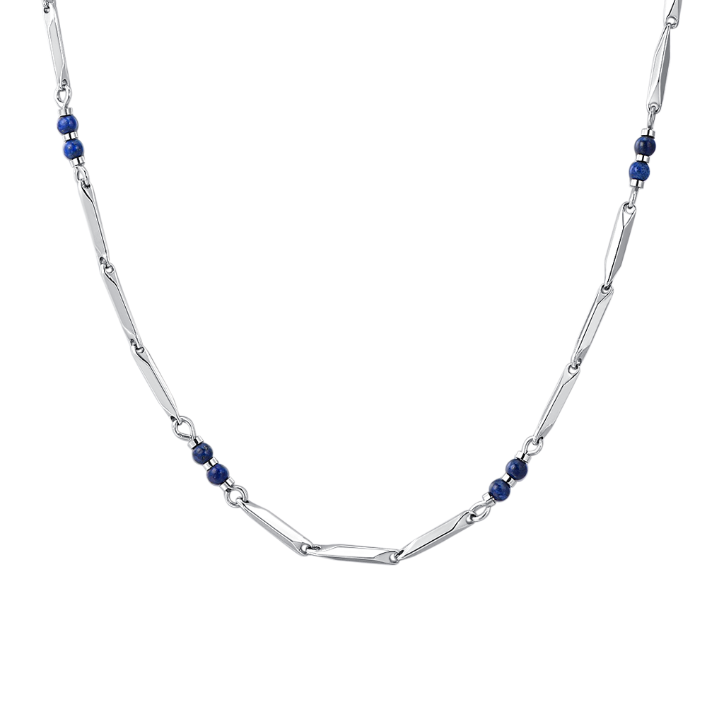COLLANA UOMO IN ACCIAIO CON PIETRE LAPIS