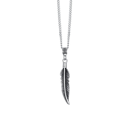 COLLANA UOMO IN ACCIAIO CON PIUMA