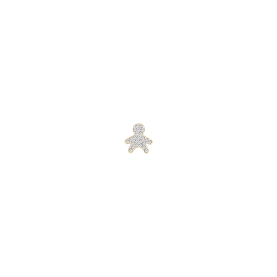 IP GOLD STEEL BABY CHARM WITH WHITE CRYSTALS