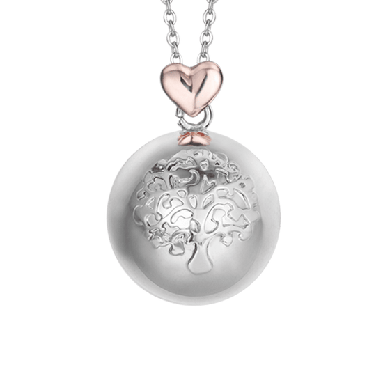 ANGEL CALLING NECKLACE IN STEEL,METAL BALL WITH TREE OF LIFE AND HEART Luca Barra