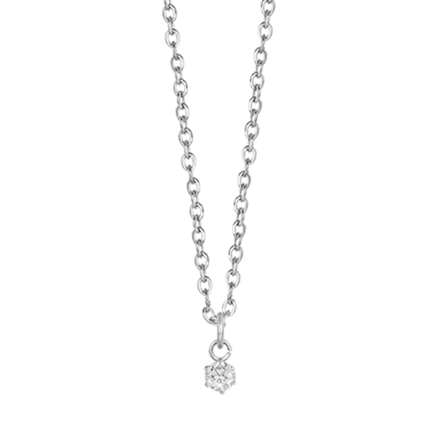 WOMEN'S STEEL POINT LIGHT NECKLACE WITH 3MM WHITE CRYSTAL