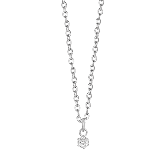 WOMEN'S STEEL POINT LIGHT NECKLACE WITH 3MM WHITE CRYSTAL