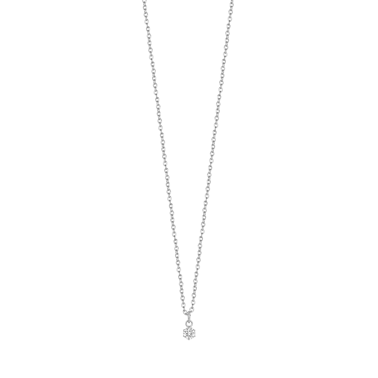 WOMEN'S STEEL POINT LIGHT NECKLACE WITH 4MM WHITE CRYSTAL