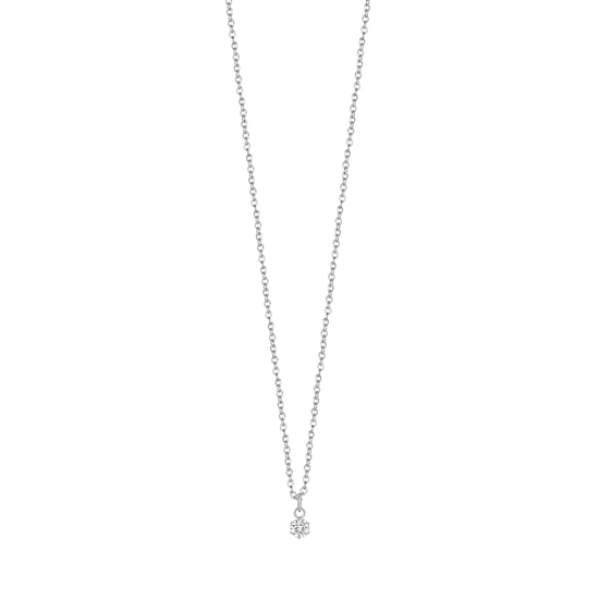 WOMEN'S STEEL POINT LIGHT NECKLACE WITH 4MM WHITE CRYSTAL