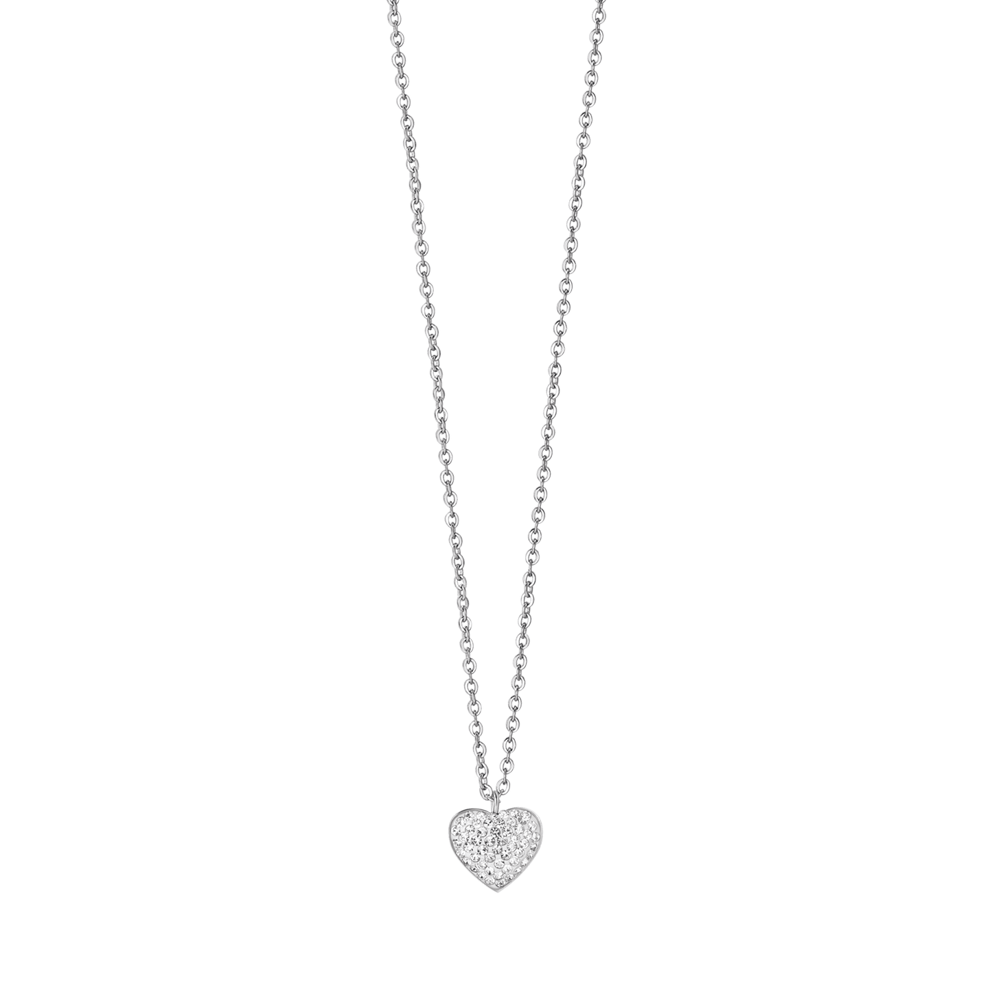 WOMAN'S NECKLACE IN STEEL WITH HEART AND WHITE CRYSTALS Luca Barra