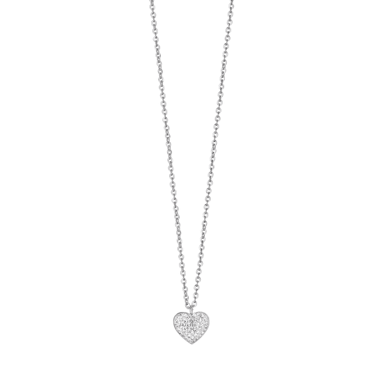 WOMAN'S NECKLACE IN STEEL WITH HEART AND WHITE CRYSTALS Luca Barra