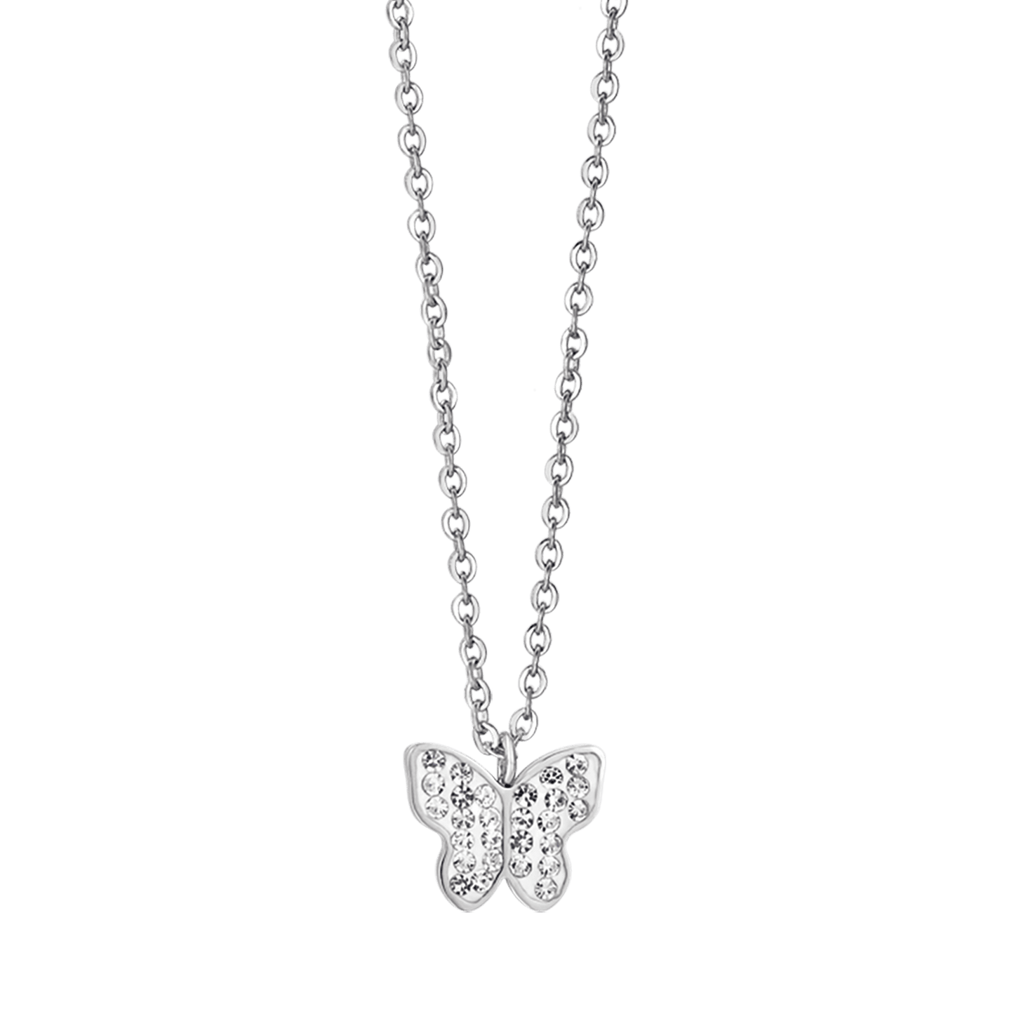 WOMAN'S NECKLACE IN STEEL WITH BUTTERFLY AND WHITE CRYSTALS Luca Barra