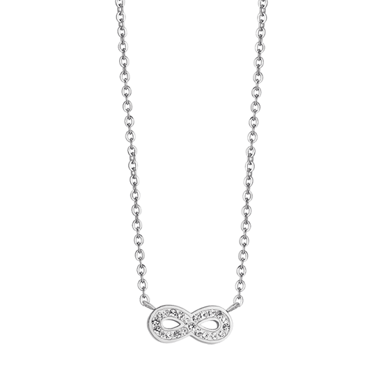 WOMEN'S STEEL NECKLACE WITH INFINITY AND WHITE CRYSTALS