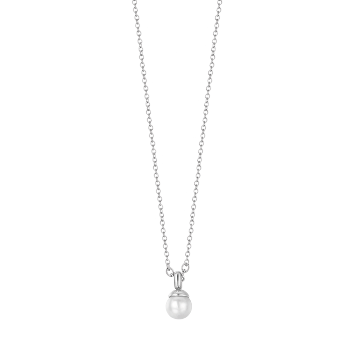 WOMEN'S STEEL NECKLACE WITH 4MM PEARLS