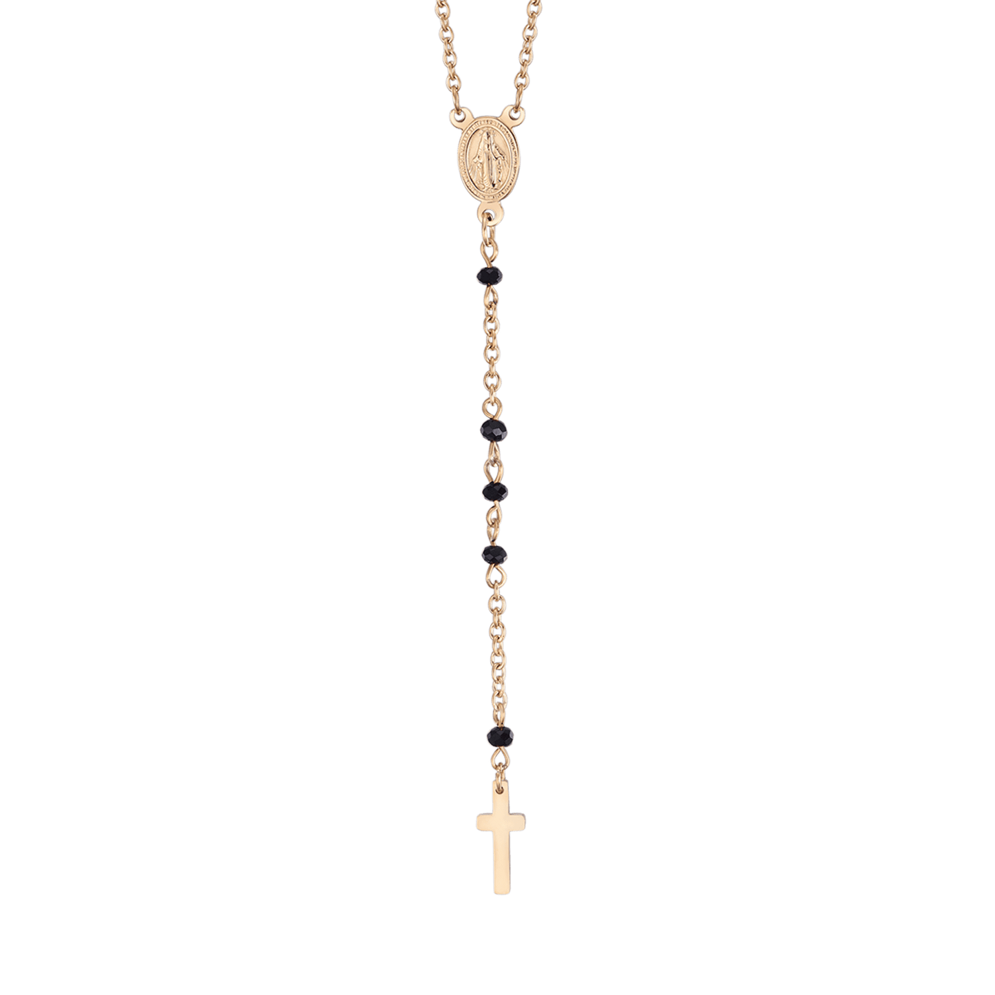 WOMAN'S ROSARY NECKLACE IN STEEL WITH BLACK CRYSTALS WITH PENDANT Luca Barra