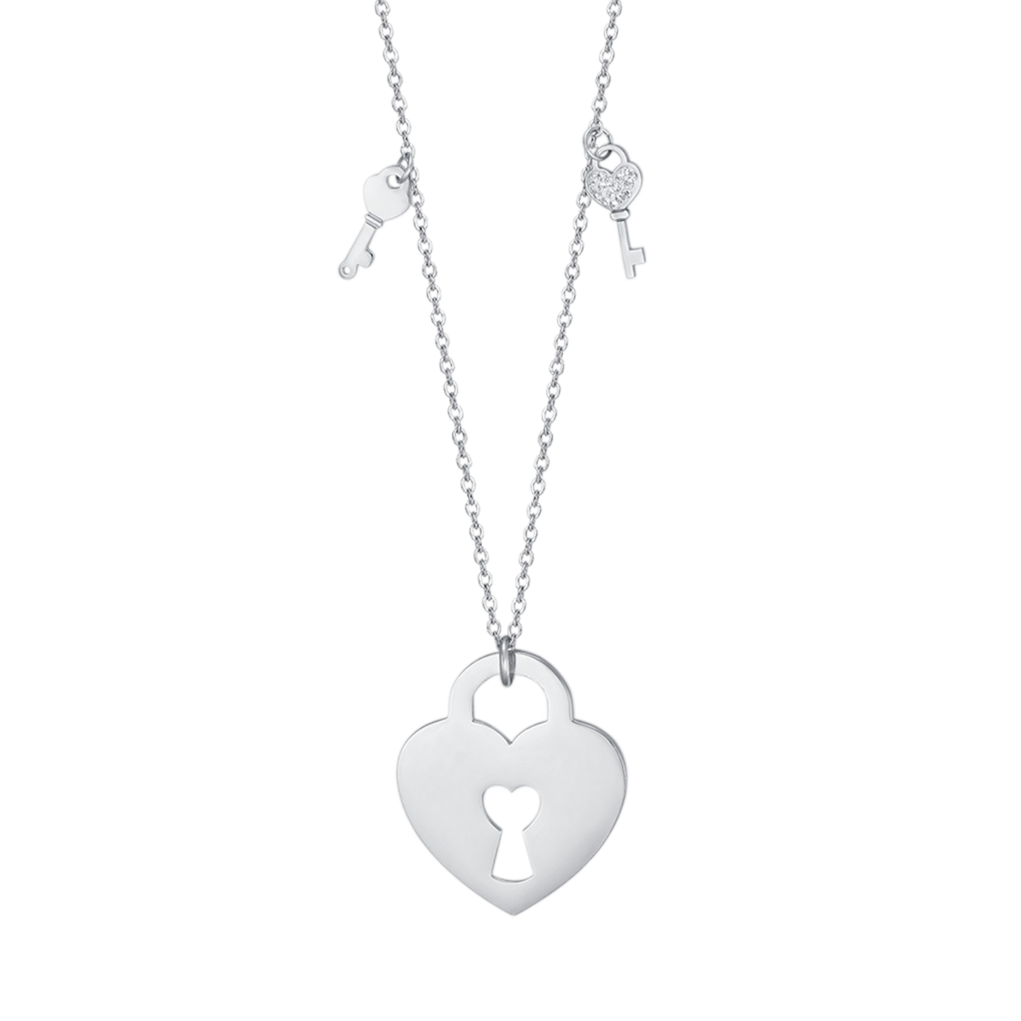 STEEL NECKLACE WITH HEART LUCKLE WITH KEYS Luca Barra