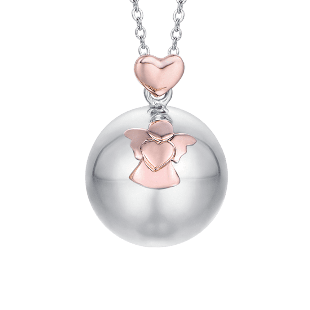 WOMAN'S NECKLACE IN STEEL METAL PENDANT WITH ANGEL AND HEART Luca Barra