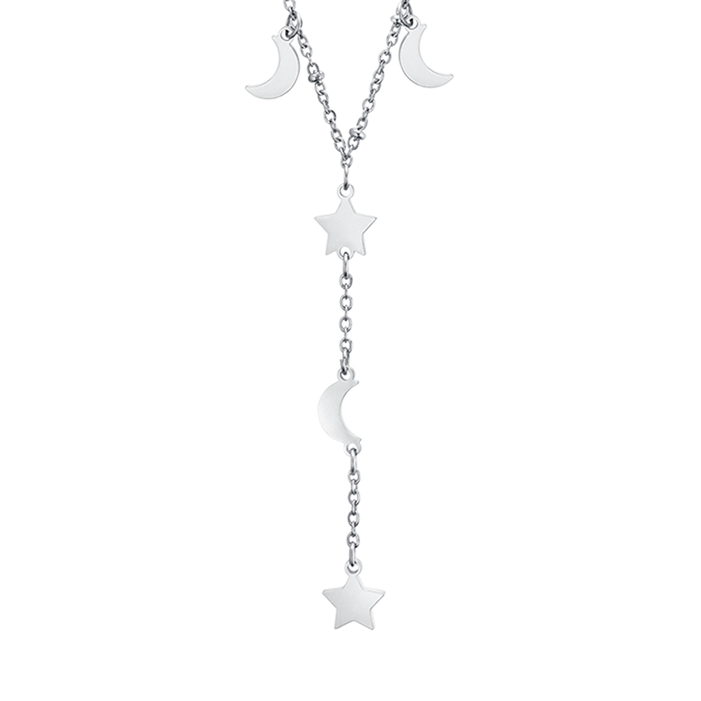 STEEL NECKLACE WITH STARS AND MOONS