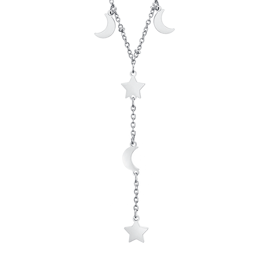 STEEL NECKLACE WITH STARS AND MOONS
