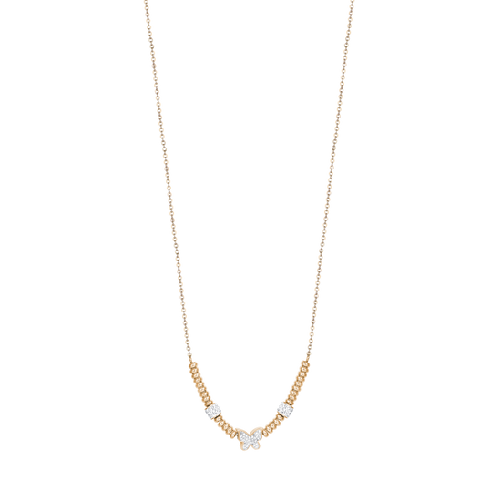IP GOLD STEEL NECKLACE WITH BUTTERFLY WITH WHITE CRYSTALS Luca Barra
