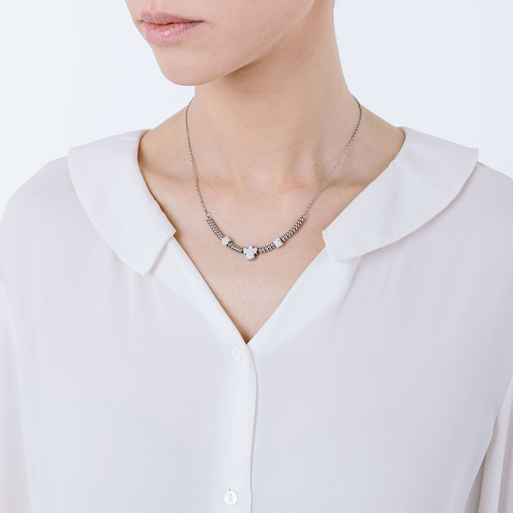 STEEL ANGEL NECKLACE WITH WHITE CRYSTALS