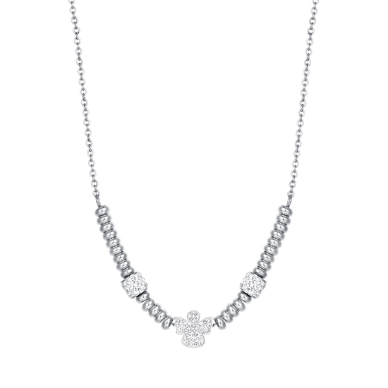 STEEL ANGEL NECKLACE WITH WHITE CRYSTALS
