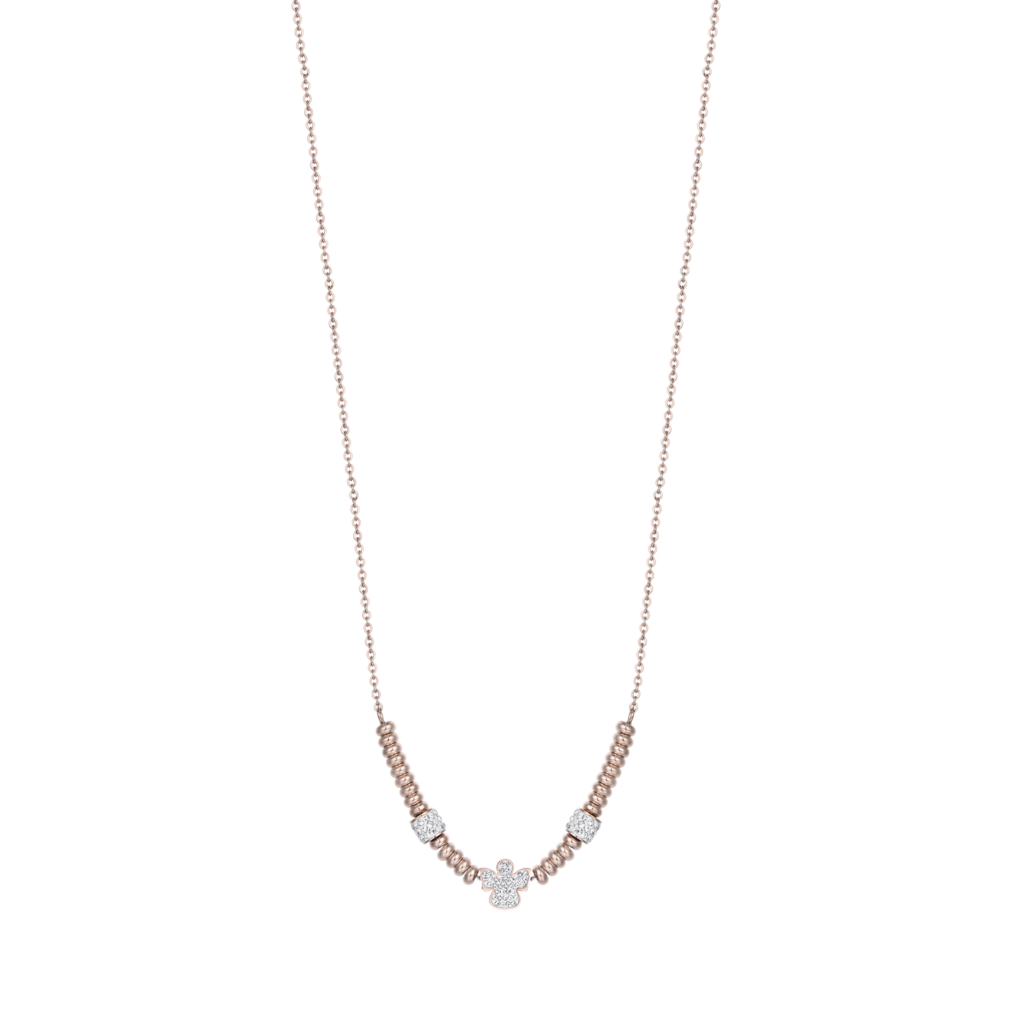 IP ROSE STEEL NECKLACE WITH ANGEL WITH WHITE CRYSTALS Luca Barra