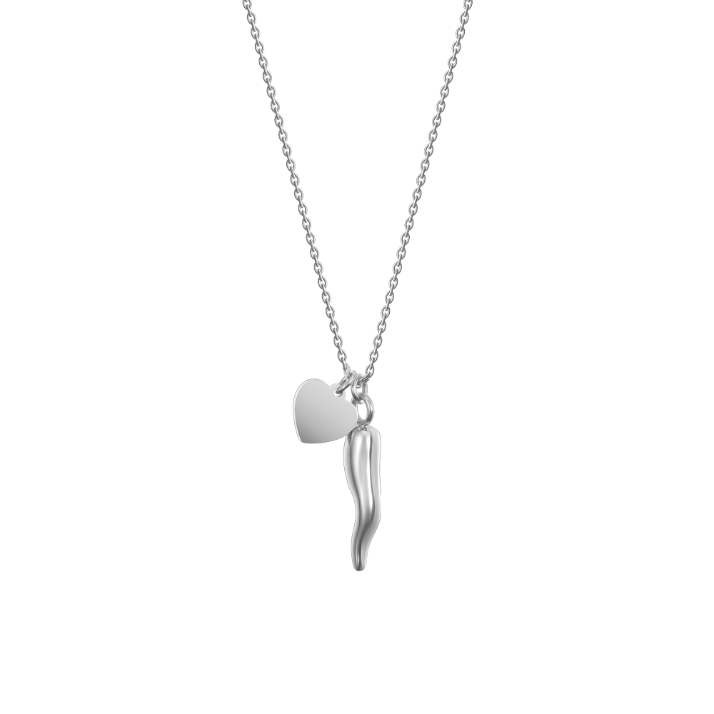 WOMAN'S NECKLACE IN STEEL WITH HEART AND CORN Luca Barra